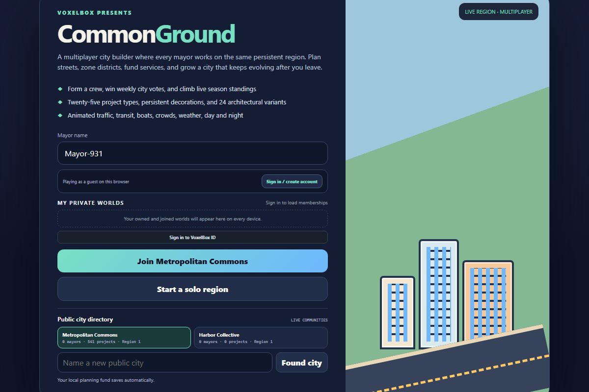 CommonGround multiplayer city builder