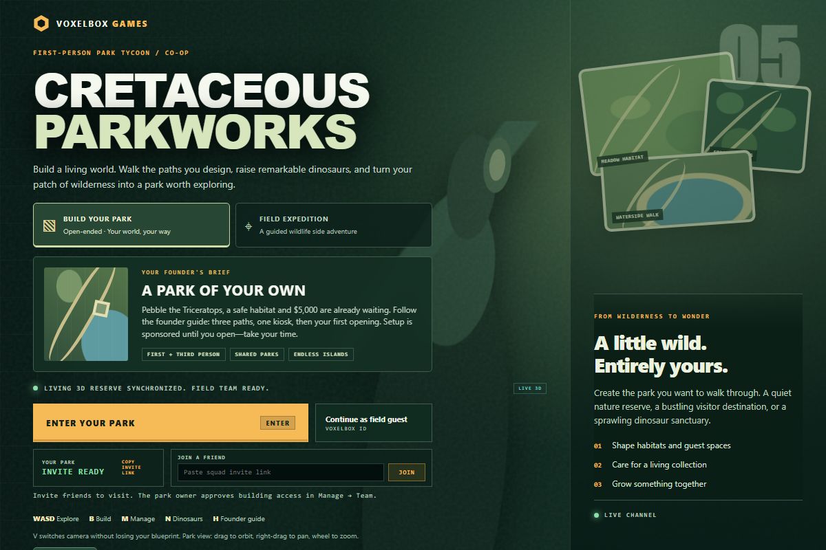 Cretaceous Co. Parkworks dinosaur park game